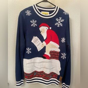 Santa Pooping Funny Christmas Sweater Gag gift Womens Mens Medium Tipsy Elves